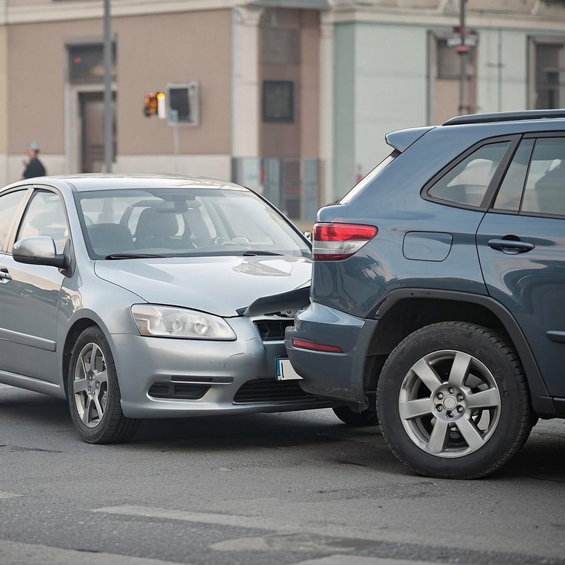 Das Foto zeigt einen Unfall zwischen zwei Autos